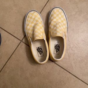 Vans Yellow Checkered Slip-On Sneakers
